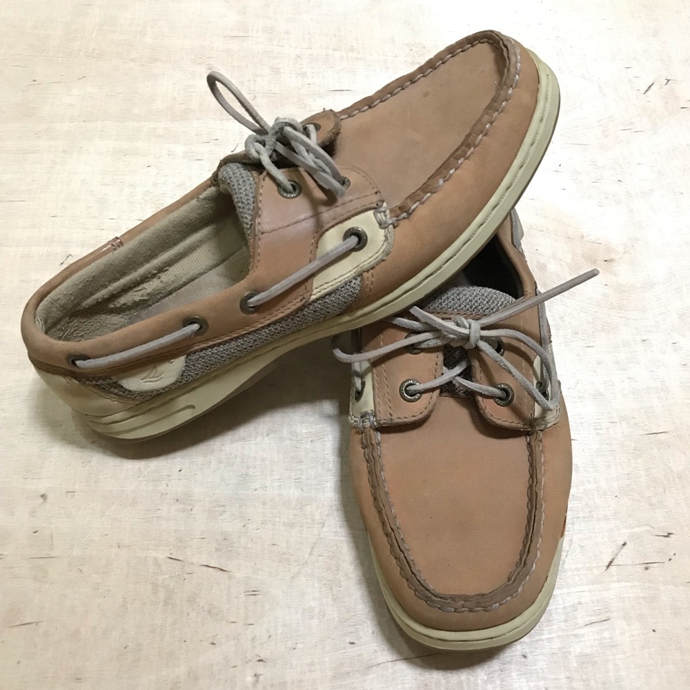 Sperry Top-Sider Tan Leather Boat Shoes Women’s 8.5 Casual Coastal Preppy